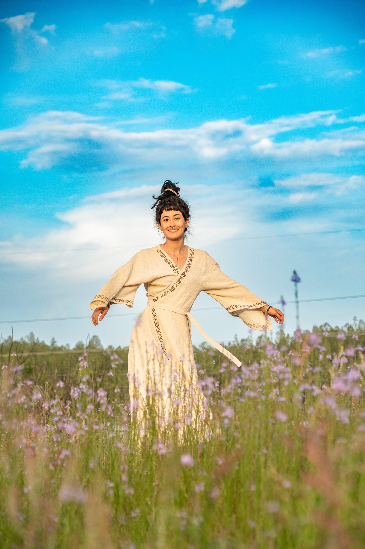 The Priestess - Long Sleeve Wrap Dress - One Size Fits Most Adjustable