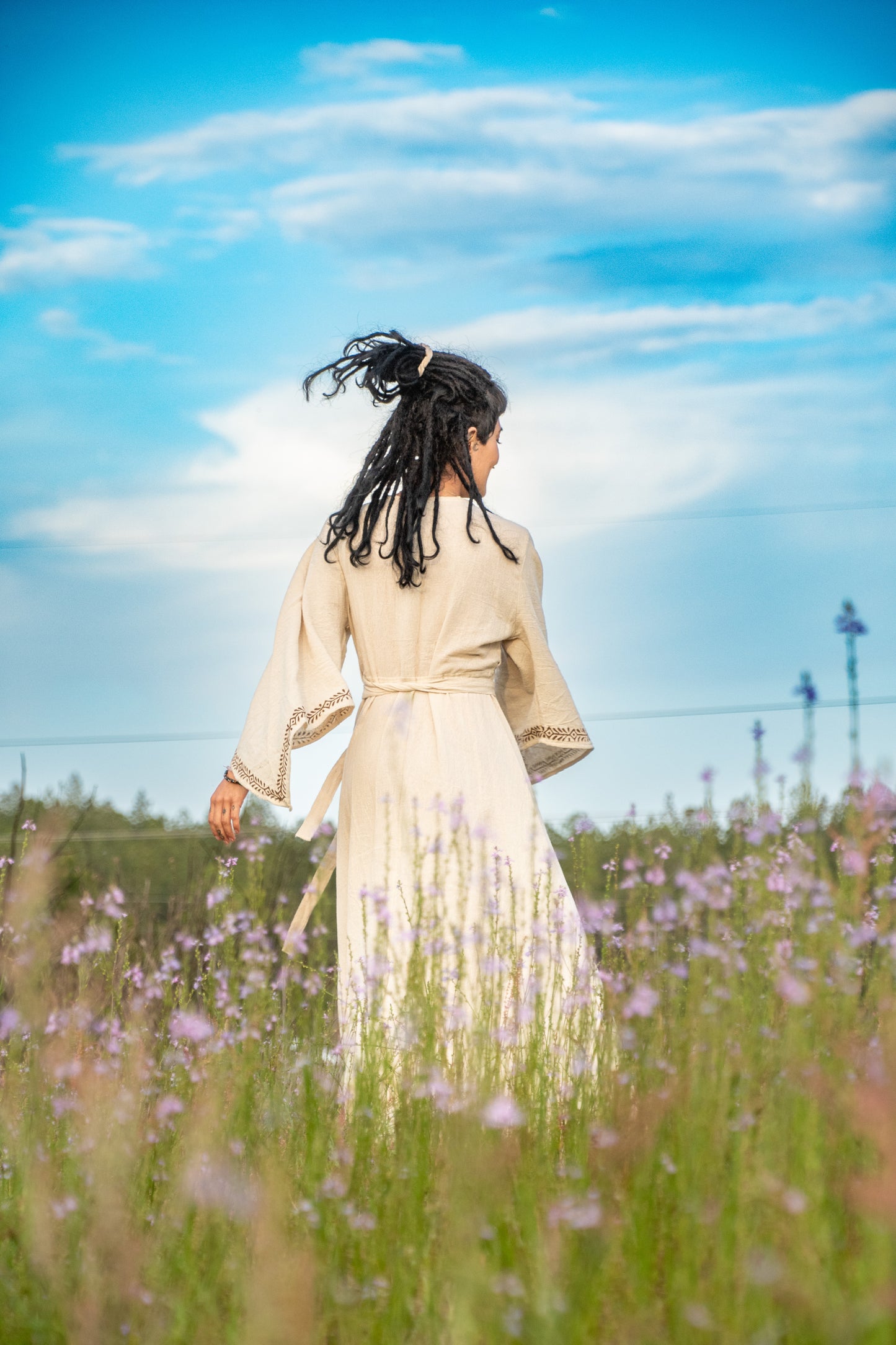 The Priestess - Long Sleeve Wrap Dress - One Size Fits Most Adjustable