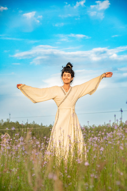 The Priestess - Long Sleeve Wrap Dress - One Size Fits Most Adjustable