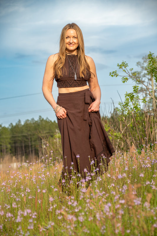 Freedom - Wrap Skirt - Available in Cream or Brown - One Size Fits Most Adjustable