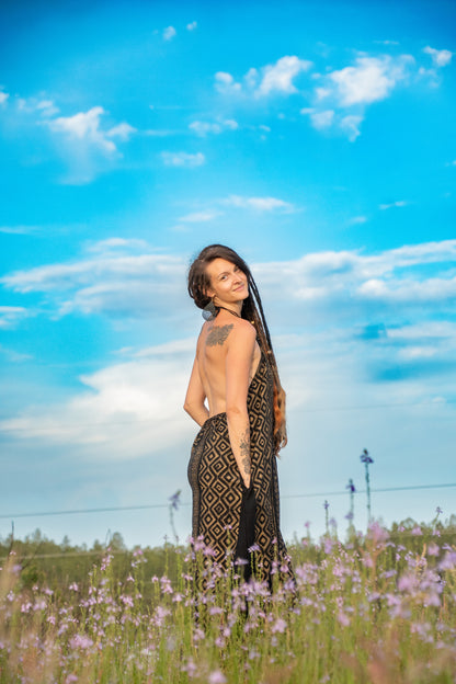 Lilith – Black Halter Dress - One Size Fits Most