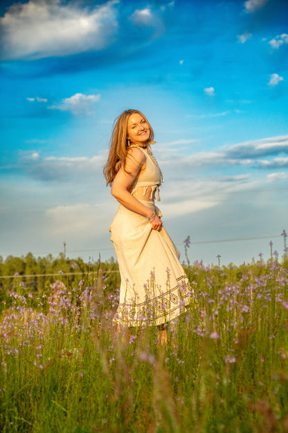 Freedom - Wrap Skirt - Available in Cream or Brown - One Size Fits Most Adjustable