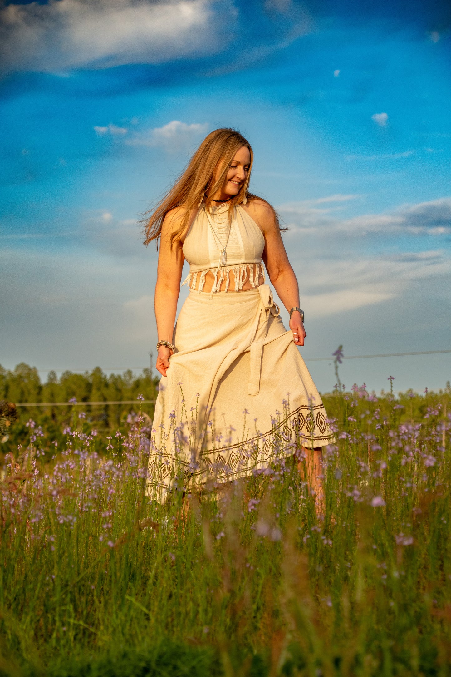 Freedom - Wrap Skirt - Available in Cream or Brown - One Size Fits Most Adjustable