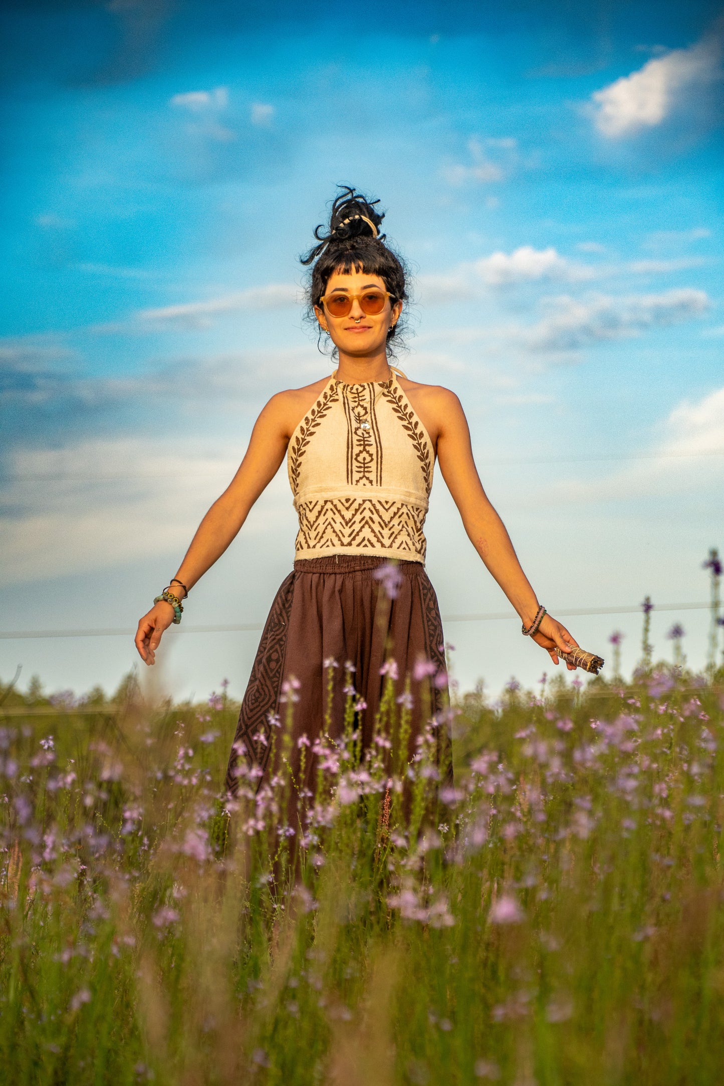 Winds of Change - Tribal Halter Top - Available in Cream and Brown - One Size Fits Most Adjustable