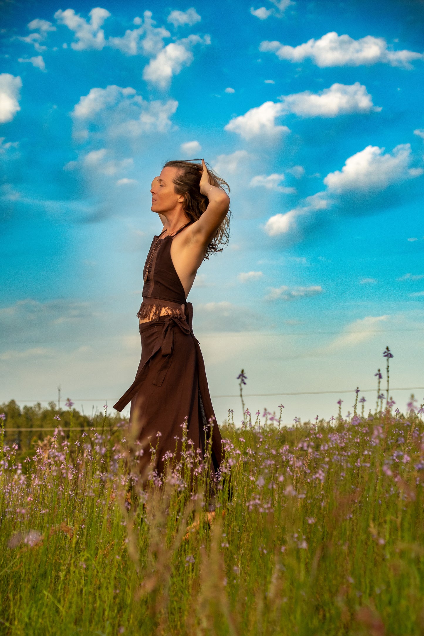 Freedom - Wrap Skirt - Available in Cream or Brown - One Size Fits Most Adjustable