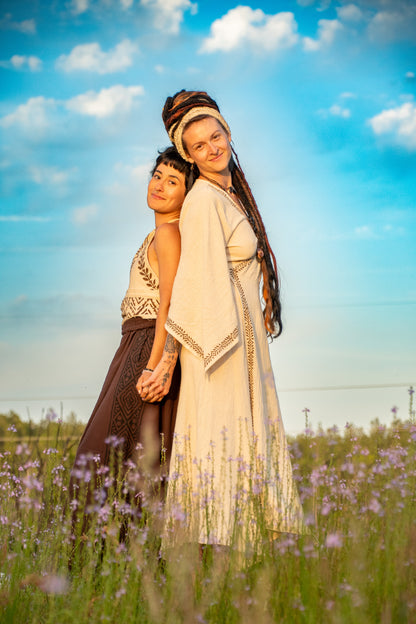 The Priestess - Long Sleeve Wrap Dress - One Size Fits Most Adjustable