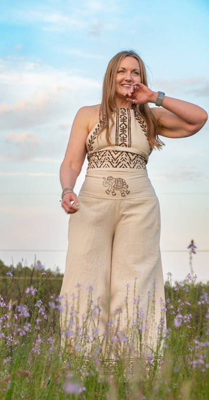 Winds of Change - Tribal Halter Top - Available in Cream and Brown - One Size Fits Most Adjustable